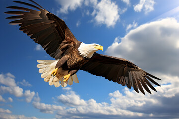 Majestic Eagle Soaring High in the Clear Blue Sky : A Display of Freedom and Dominance