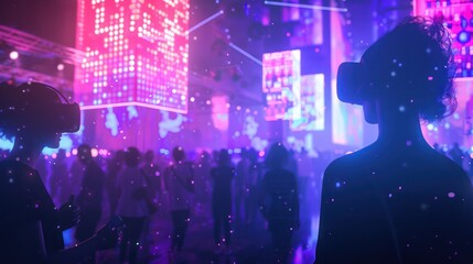 digital music festival where attendees enjoy live performances streamed in high-definition, interacting with the music via augmented reality