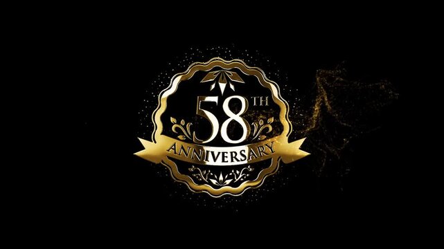 Happy Anniversary, Happy Wedding Anniversary Greeting Animation Video, 58th Wedding Anniversary Video, Golden 58th Anniversary, 58 Year Anniversary, Stylish 58th Year Anniversary Text Animation Videos