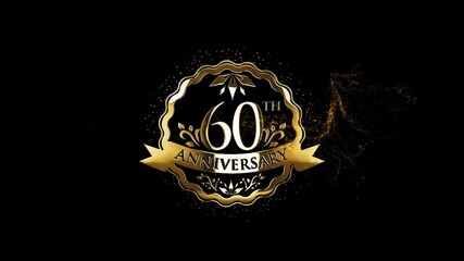 Happy Anniversary, 60 Years Golden Anniversary Video, Golden 60th Wedding Anniversary Video, Lettering 60th Anniversary, Stylish 60 Year Anniversary Video Animation