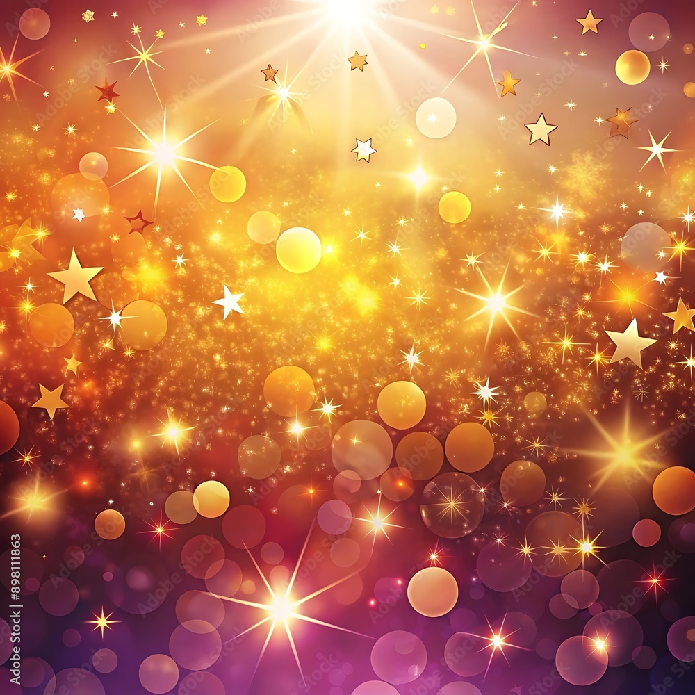 Poster abstract background with stars and bokeh lights.