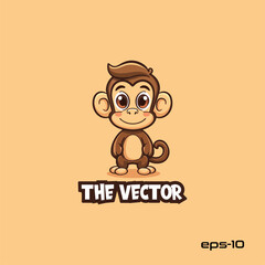 Cute monkey logo, vector, mascot, character, cartoon, illustration