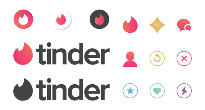 Set of icon for tinder site. Vector icons isolated on white background