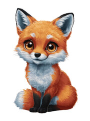 Obraz premium Isolated PNG baby fox, GENERATIVE AI