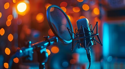 Ultimate podcasting and streaming setup with professional condenser microphone on a boom arm for studio quality audio recording perfect for broadcast and sound equipment in podcast studios