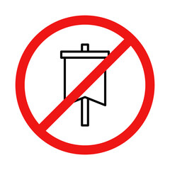 No Banner Sign on White Background
