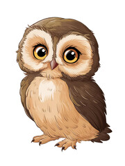 Naklejka premium Isolated PNG baby owl, GENERATIVE AI