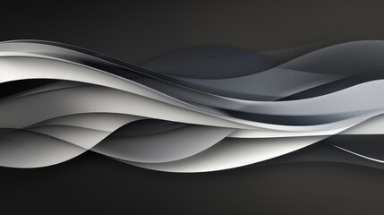 Monochrome abstract background with overlapping wavy shapes creating depth
