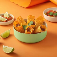 Nachos with guacamole and salsa