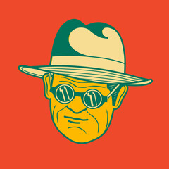 Old man face avatar illustration graphic design 62
