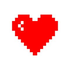 Red Heart Pixel Art Style Valentine Love Icon