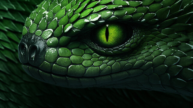 Green snake close up