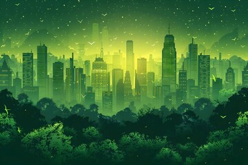 Fototapeta premium green buildings cityscape with renewable energy. green economy and sustainable development, green energy