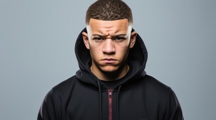 Obraz premium Die cut style isolated image of black teen with annoyed expression rolling eyes on white background.