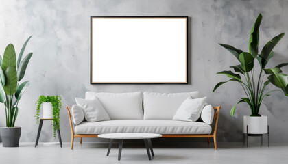 Modern Tech Startup Office Interior with Blank White Billboard Mockup for Advertisement