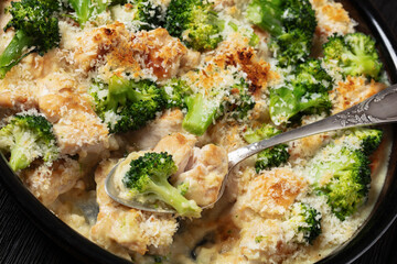 Chicken Divan with broccoli and panko, top view