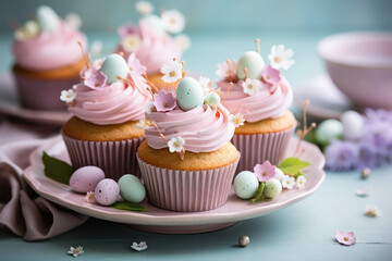 cake or cup cake for celebration on background