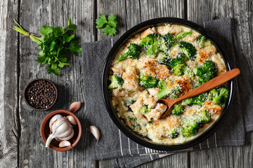 Chicken Divan with broccoli and panko, top view