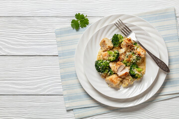 Chicken Divan with broccoli and panko, top view