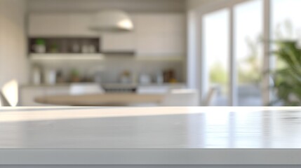 Modern Kitchen Podium with White Tones for Product Display: Sleek Indoor Platform Ideal for Advertising Posters, Backgrounds, and Banners
