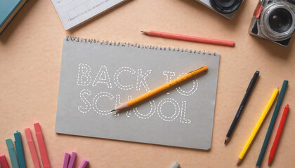 school stationery on a table