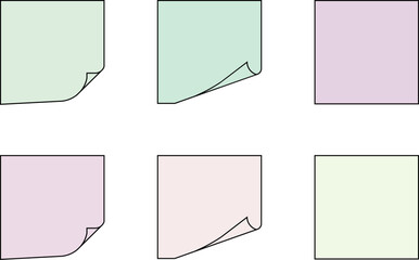 Pastel Colored Sticky Notes Neatly Arranged on White Background