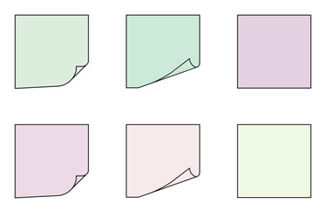 Pastel Colored Sticky Notes Neatly Arranged on White Background