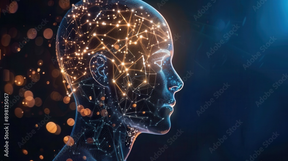 Aufkleber A digital rendering of an artificial intelligence with a glowing network of connections inside its head, suggesting its advanced cognitive abilities. Generative AI