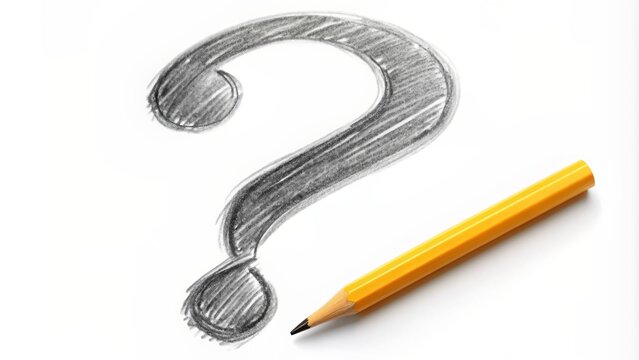 Simple yet thought-provoking illustration of a large question mark rendered in pencil on a clean, crisp white background.