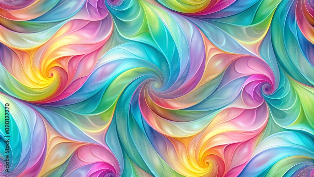 Poster vibrant geometric shapes in pastel hues swirl together in a mesmerizing abstract design on a seamles