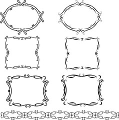 Set of decorative frames ornament floral medieval modern. Vector illustration thin border border for text framing insert as banner or picture decoration