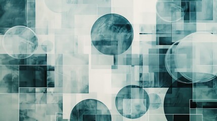 Obraz premium Abstract geometric background featuring blue and white circles and squares creating a pattern