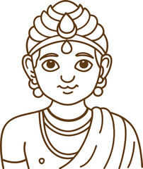 Design a line art representation of Lord Krishna as the cosmic being