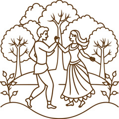 Design a line art representation of Lord Krishna as the cosmic being