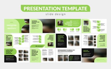 A presentation template in green eco color. Business flyer design features abstract elements, modern corporate layout, ideal for marketing, brochures, infographics, promotional materials. Not AI.