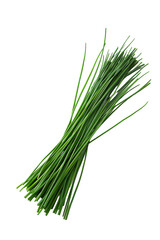 a bunch of chives on isolated on transparent background. side view.