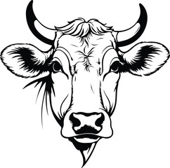 Cow Head Vector silhouette illustration