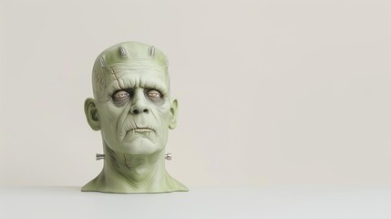 Frankensteins monster figure on solid white background, single object