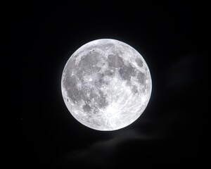 Fototapeta premium Full moon with clouds drifting across it focus on, mystical sky, vibrant, Overlay, night sky