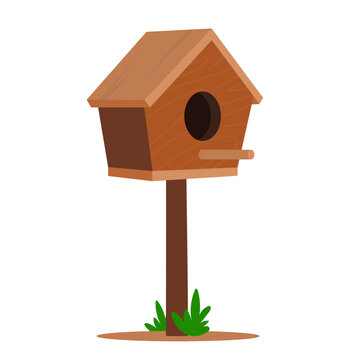 recommend clip art: Wooden Bird house flat vector illustration clipart