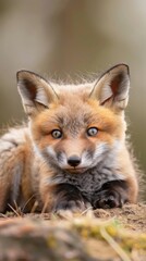 Fototapeta premium A young fox pauses in the woods