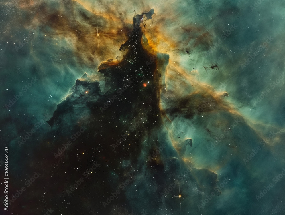 Canvas Prints enigmatic cone nebula centered on a dark cerulean background: starry spectacle