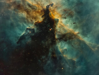 Obraz premium Enigmatic Cone Nebula Centered on a Dark Cerulean Background: Starry Spectacle