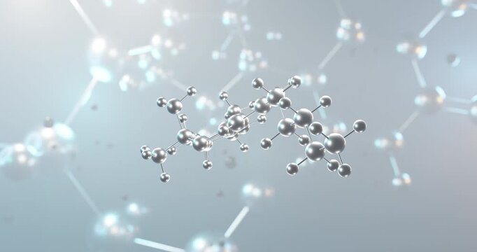 Delta-10-tetrahydrocannabinol rotating 3d molecule, molecular structure of delta-10-thc, seamless video