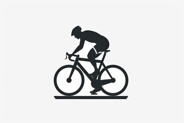 Obraz premium This black and white silhouette image shows a cyclist in full motion on a high-speed racing bike, capturing the essence of agility, speed, and athleticism in competitive cycling.