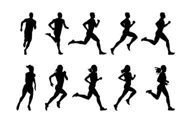 Run, sport athletic logo, group of running people