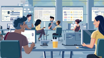 high-tech language lab where students learn new languages through AI-driven interactive programs and virtual conversations