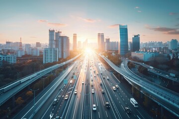 Fototapeta premium A futuristic smart city with interconnected infrastructure