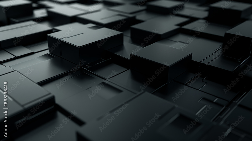 Poster a black and white image of a computer chip. the image is made up of many small squares, and the squa