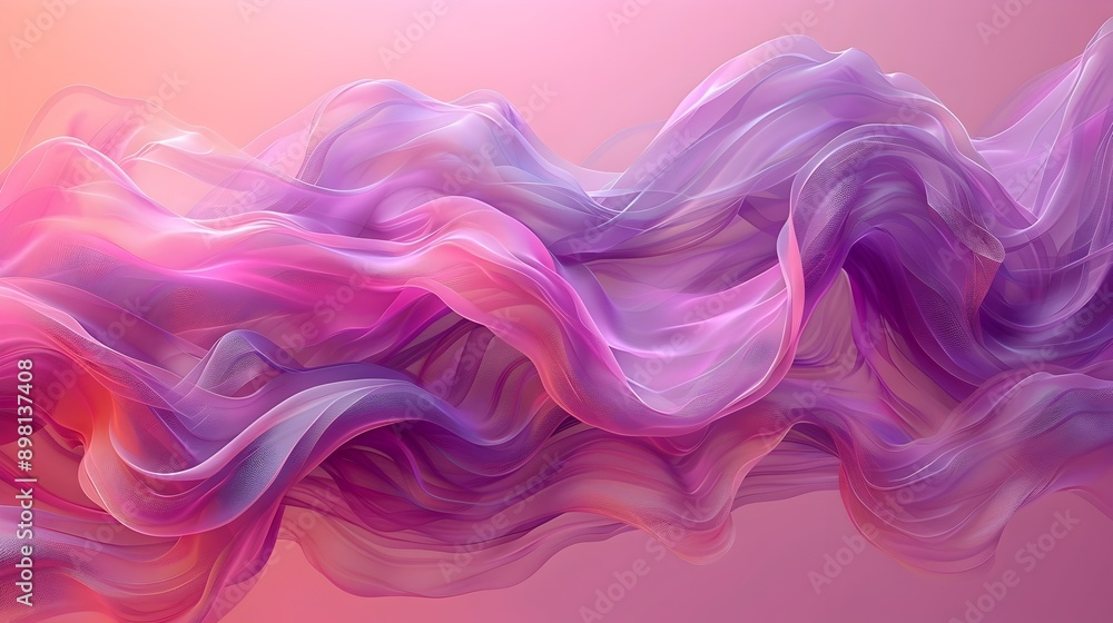 Poster mesmerizing purple wave abstract 3d render in pink minimal background